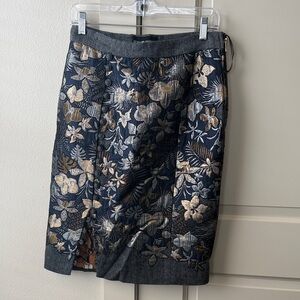HEMANT & NANDITA Black and Gold Floral Pencil Skirt